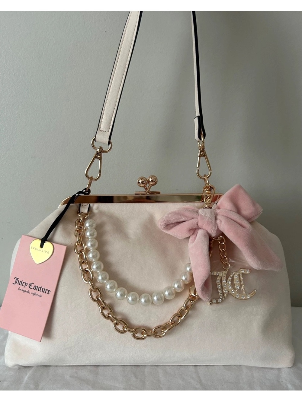 NEW! JUICY COUTURE Fashion Items Haus Frame Clutch Shoulder Bag Soft White - Picture 4 of 9